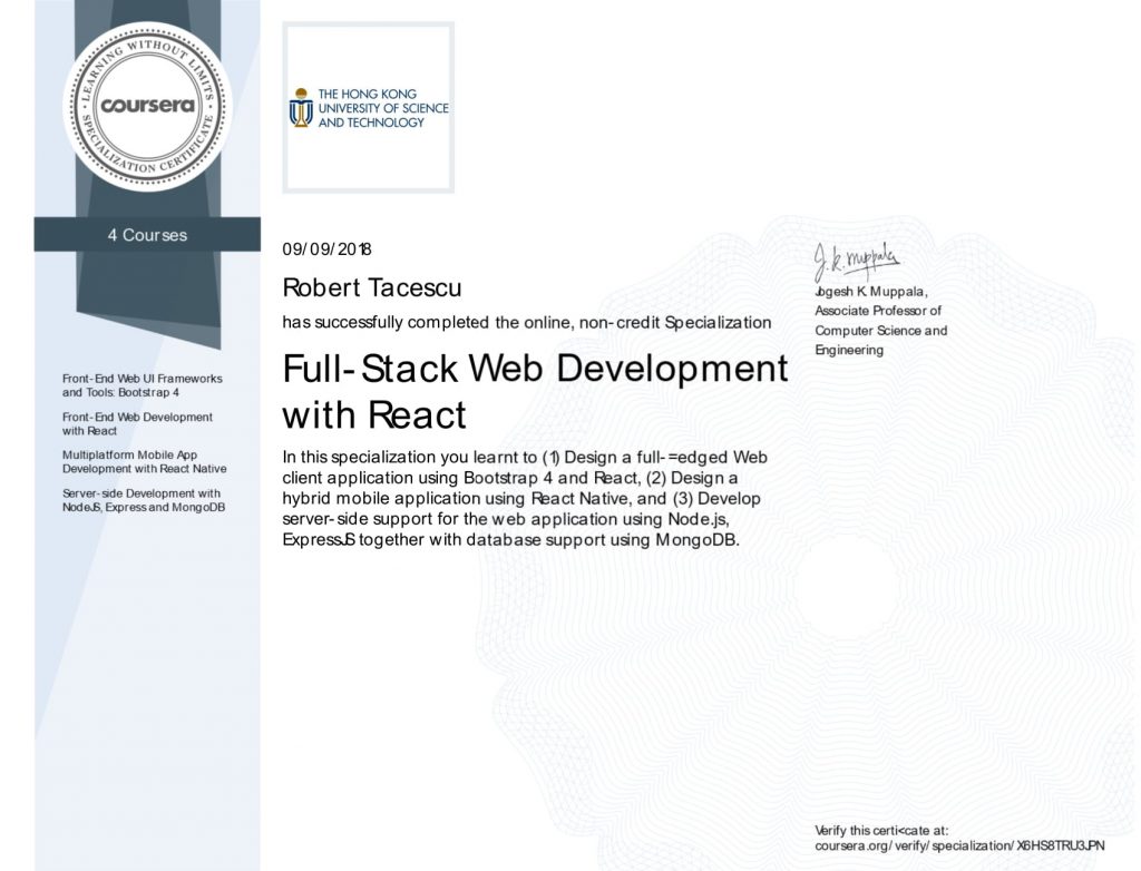 Full Stack React Certification